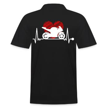 Herzschlag Motorrad Biker Bike Motorbike Puls EKG - Männer Poloshirt - Schwarz - Hinten - Kai (181cm)