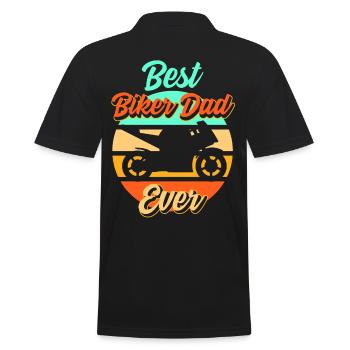 Papa Biker Vater Motorrad Motorsport Geschenk - Männer Poloshirt - Schwarz - Hinten - Kai (181cm)