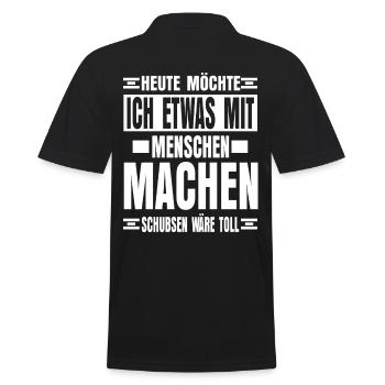 Menschen Schubsen Lustiger Spruch - Männer Poloshirt - Schwarz - Hinten - Kai (181cm)