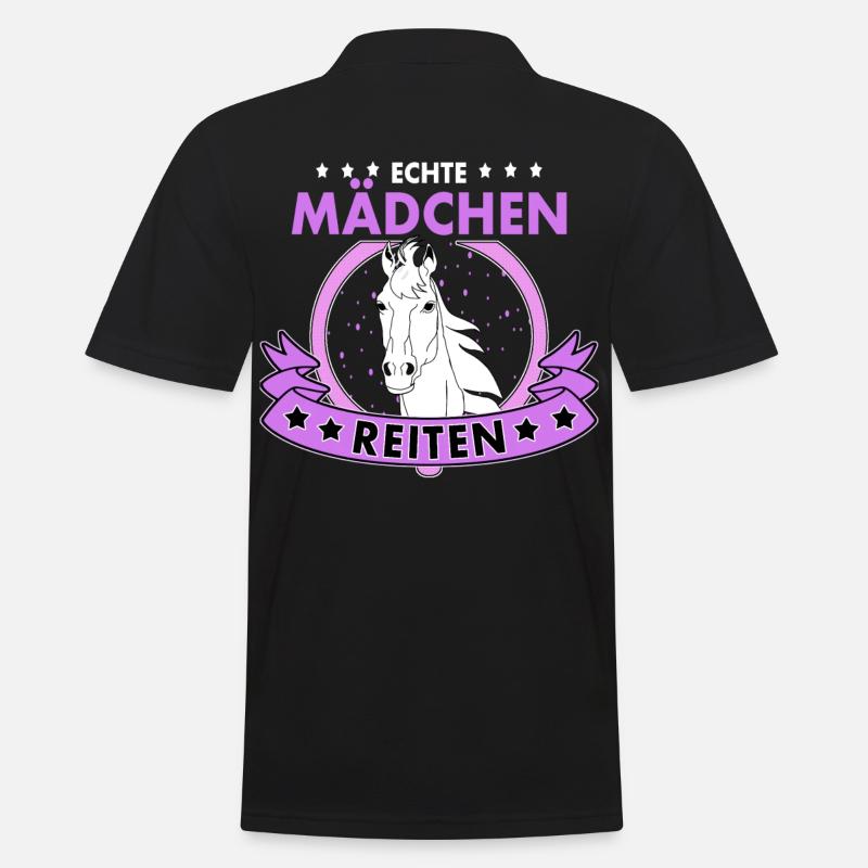 Echte Mädchen Reiten Pferde Reitsport - Männer Poloshirt - Schwarz