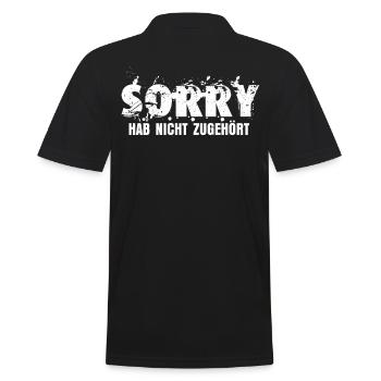 Sorry Hab Nicht Zugehört - Männer Poloshirt - Schwarz - Hinten - Kai (181cm)