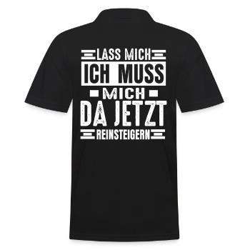 Aggressiv Witzig Lustig - Männer Poloshirt - Schwarz - Hinten - Kai (181cm)