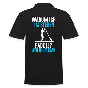 Stand Up Paddling SUP Paddeln Sommer Strand - Männer Poloshirt - Schwarz - Hinten - Kai (181cm)