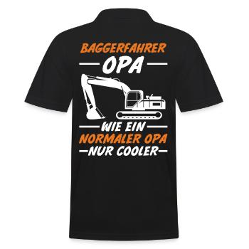 Bagger Opa Tiefbauer Großvater Baggerfahrer - Männer Poloshirt - Schwarz - Hinten - Kai (181cm)