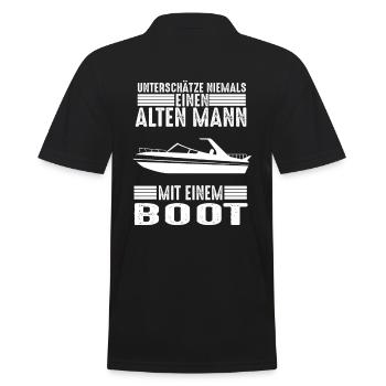 Boot Opa Papa Meer Segelboot Bootfahrer Vatertag - Männer Poloshirt - Schwarz - Hinten - Kai (181cm)
