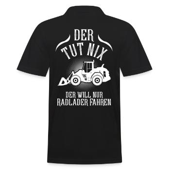 Radlader Bagger Baggerfahrer Baustelle Bauarbeiter - Männer Poloshirt - Schwarz - Hinten - Kai (181cm)