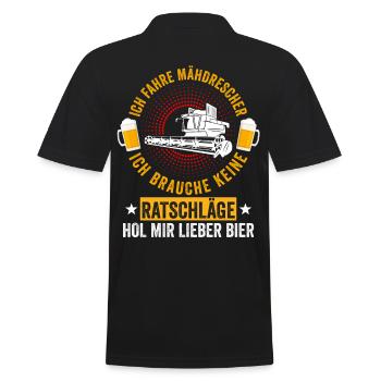 Mähdrescher Bier Saufen Landwirt Bauernhof Ernte - Männer Poloshirt - Schwarz - Hinten - Kai (181cm)