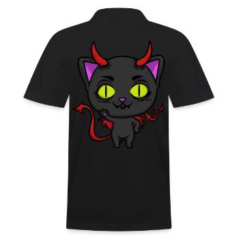 Devil cat kitten hell Satan - Men's Polo Shirt - black - Back - Kai (181cm)