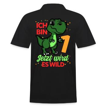 Dinosaurier Erster Geburtstag Trex 1 Feiern - Männer Poloshirt - Schwarz - Hinten - Kai (181cm)