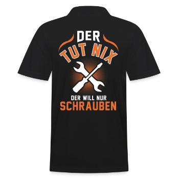Schrauber Werkstatt Mechaniker Mechatroniker - Männer Poloshirt - Schwarz - Hinten - Kai (181cm)