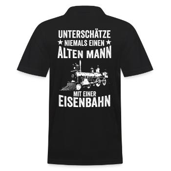 Eisenbahn Lokführer Opa Papa Vater Vatertag - Männer Poloshirt - Schwarz - Hinten - Kai (181cm)