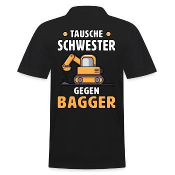 Tausche Schwester Gegen Bagger Kinder Mit Bagger - Männer Poloshirt - Schwarz - Hinten - Kai (181cm)
