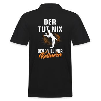 Kellner Kellnern Restaurant Bediunung Oberkellner - Männer Poloshirt - Schwarz - Hinten - Kai (181cm)