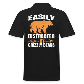 Bear teddy bear grizzly bear saying - Men's Polo Shirt - black - Back - Kai (181cm)