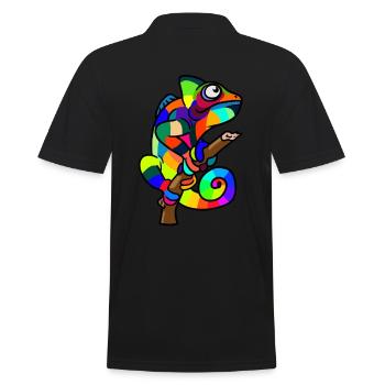 chameleon echse chamäleon exotisch bunt - Männer Poloshirt - Schwarz - Hinten - Kai (181cm)