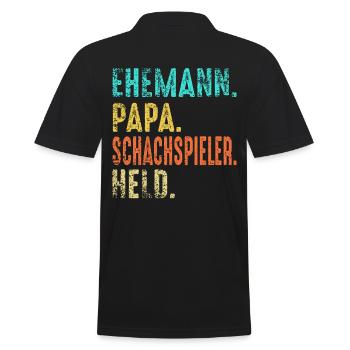 Schach Papa Schachverein Vater Schachspieler Vater - Männer Poloshirt - Schwarz - Hinten - Kai (181cm)