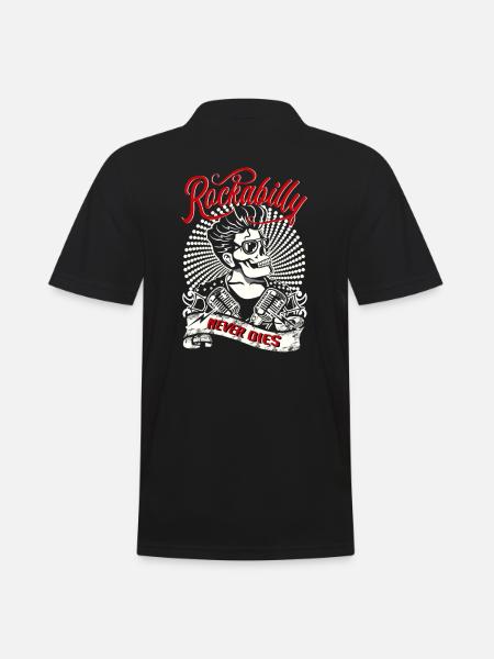 Rockabilly never dies, Old School Vingtage - Männer Poloshirt - Schwarz