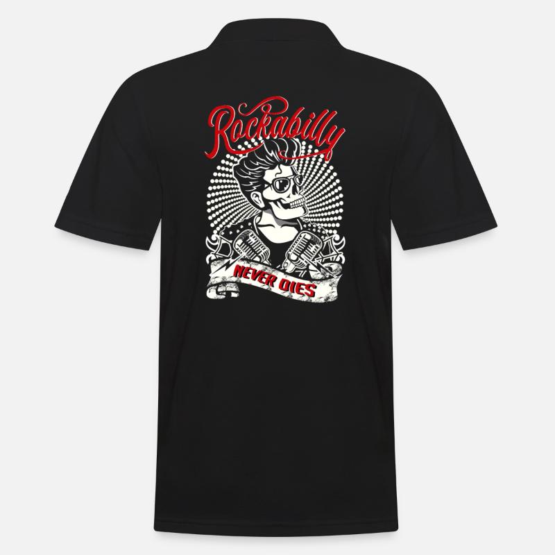 Rockabilly never dies, Old School Vingtage - Männer Poloshirt - Schwarz
