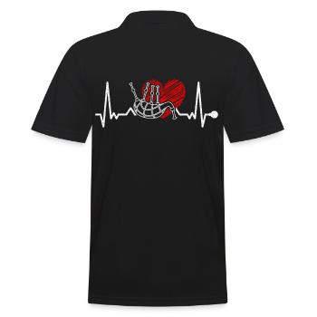 Dudelsack Herzschlag Puls EKG Dudelsackspieler Sac - Männer Poloshirt - Schwarz - Hinten - Kai (181cm)