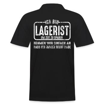 Lagerist Lager Lagerarbeiter Logistik Logistiker L - Männer Poloshirt - Schwarz - Hinten - Kai (181cm)