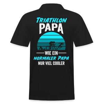 Triathlon Papa Triathlet Vater Schwimmen Laufen Va - Männer Poloshirt - Schwarz - Hinten - Kai (181cm)