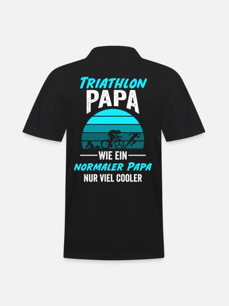 Triathlon Papa Triathlet Vater Schwimmen Laufen Va - Männer Poloshirt - Schwarz