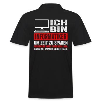 Informatiker IT Experte Informatik Informatik Lust - Männer Poloshirt - Schwarz - Hinten - Kai (181cm)