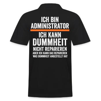 Admin Systemadministrator Lustige Sprüche - Männer Poloshirt - Schwarz - Hinten - Kai (181cm)