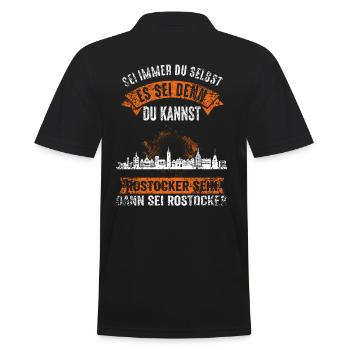 Rostock Rostocker Ostsee Hansestadt Moin Lustig - Männer Poloshirt - Schwarz - Hinten - Kai (181cm)