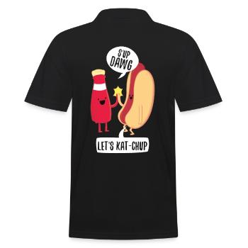 Was ist los Hot Dog Ketchup - Männer Poloshirt - Schwarz - Hinten - Kai (181cm)