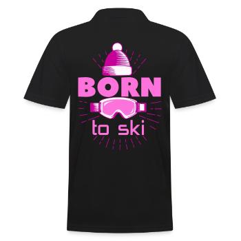 Born To Ski Winter Beanie & Ski Goggles - Men's Polo Shirt - black - Back - Kai (181cm)