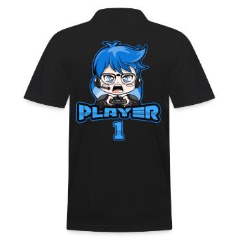 Matching Gamer Couple Player 1 Player 2 - Men's Polo Shirt - black - Back - Kai (181cm)