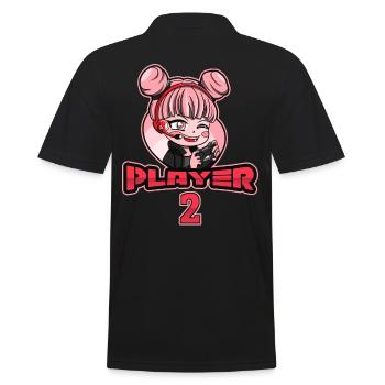 Matching Gamer Couple Player 1 Player 2 - Men's Polo Shirt - black - Back - Kai (181cm)