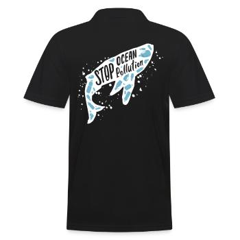 Stop Ocean Pollution Awareness Whale - Men's Polo Shirt - black - Back - Kai (181cm)