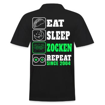 Gamer Gift Eat Sleep Zocken Since 2004 to gamble - Men's Polo Shirt - black - Back - Kai (181cm)