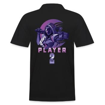 Matching Gamer Couple Player 1 Player 2 - Men's Polo Shirt - black - Back - Kai (181cm)