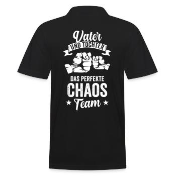Vater und Tochter das perfekte Chaos Team - Männer Poloshirt - Schwarz - Hinten - Kai (181cm)
