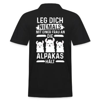 Alpaka Lama Lustige Sprüche - Männer Poloshirt - Schwarz - Hinten - Kai (181cm)