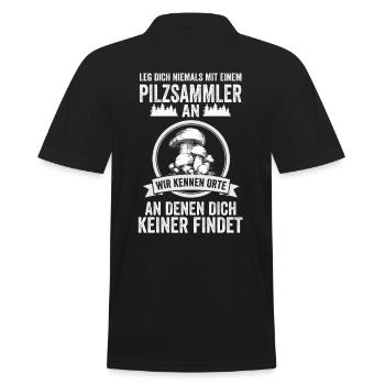 Pilzsammler Pilze Schwammerl Lustige Sprüche - Männer Poloshirt - Schwarz - Hinten - Kai (181cm)