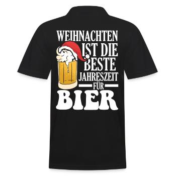 Weinachten Bier Weihnachtsmann Lustige Sprüche - Männer Poloshirt - Schwarz - Hinten - Kai (181cm)