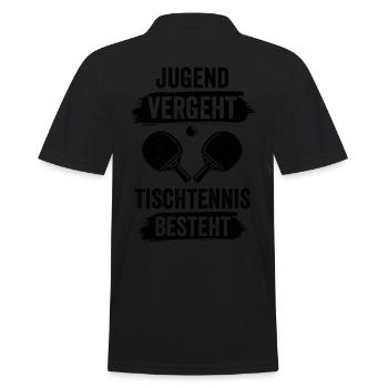Tischtennis Tischtennisball Tischtennisspieler Ges - Männer Poloshirt - Schwarz - Hinten - Kai (181cm)
