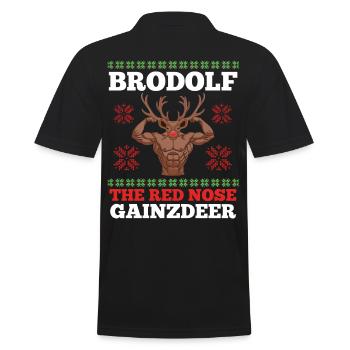 Weihnachten Brodolf The Red Nose Gainzdeer Lustige - Männer Poloshirt - Schwarz - Hinten - Kai (181cm)