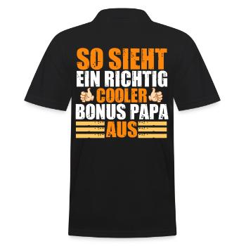 Bonus Papa Stiefvater Lustige Sprüche Geschenk - Männer Poloshirt - Schwarz - Hinten - Kai (181cm)