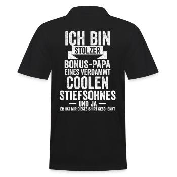Bonus Papa Stiefsohn Stiefvater Stiefpapa Geschenk - Männer Poloshirt - Schwarz - Hinten - Kai (181cm)