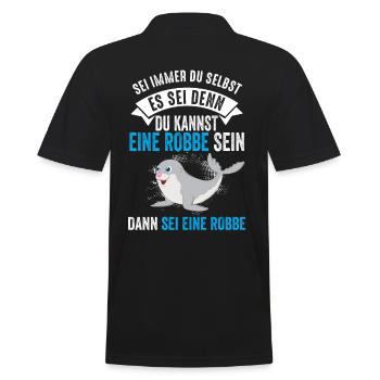 Robben Machen Mich Glücklich Geschenk - Männer Poloshirt - Schwarz - Hinten - Kai (181cm)