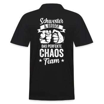 Schwester Und Bruder das perfekte Chaos Team Gesch - Männer Poloshirt - Schwarz - Hinten - Kai (181cm)