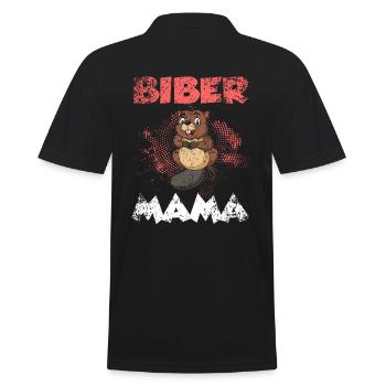 Biber Mama Mutter Muttertag Nagetier Geschenk - Männer Poloshirt - Schwarz - Hinten - Kai (181cm)