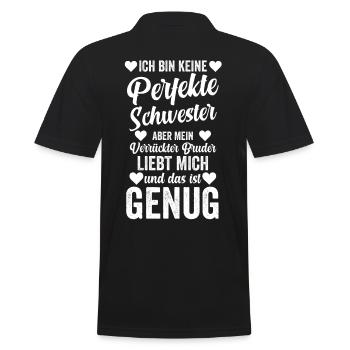 Schwester Geschwister Familie Geschenkidee - Männer Poloshirt - Schwarz - Hinten - Kai (181cm)