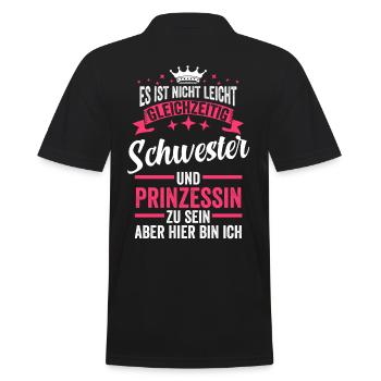Schwester Geschwister Prinzessin Geschenkidee - Männer Poloshirt - Schwarz - Hinten - Kai (181cm)