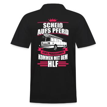 Feuerwehrfrau Prinzessin Feuerwehrauto HLF Geschen - Männer Poloshirt - Schwarz - Hinten - Kai (181cm)